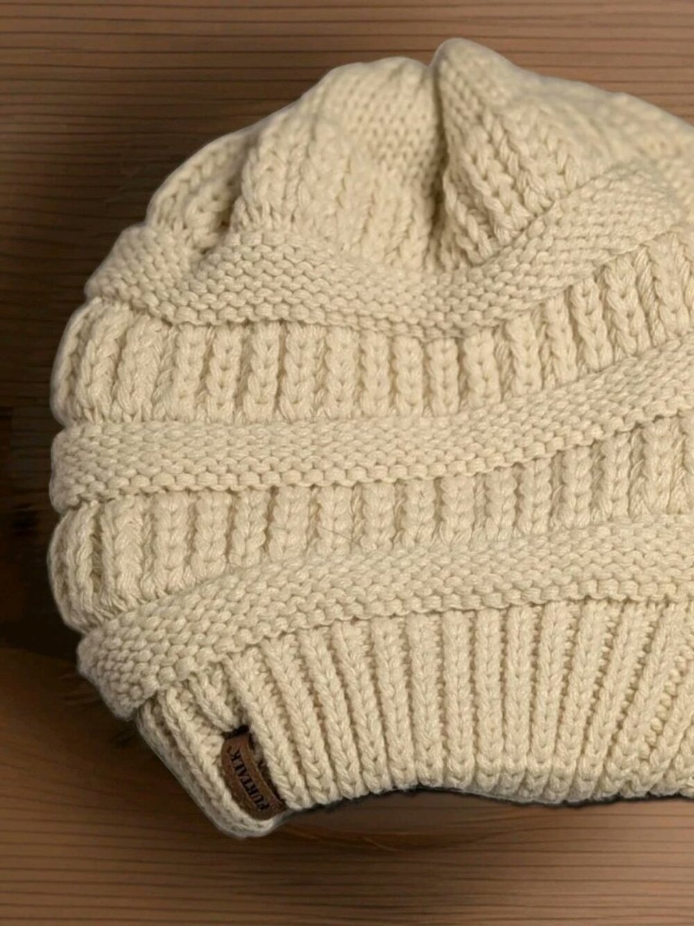 Furtalk Winter Beanie Slouch Hat Cream One Size Satin Lining